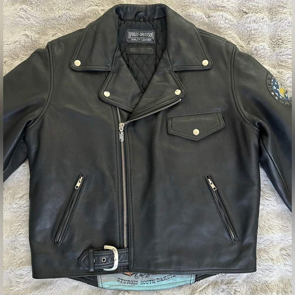 Harley-Davidson USA Made Leather Jacket Eagle Graphic Sturgis 44